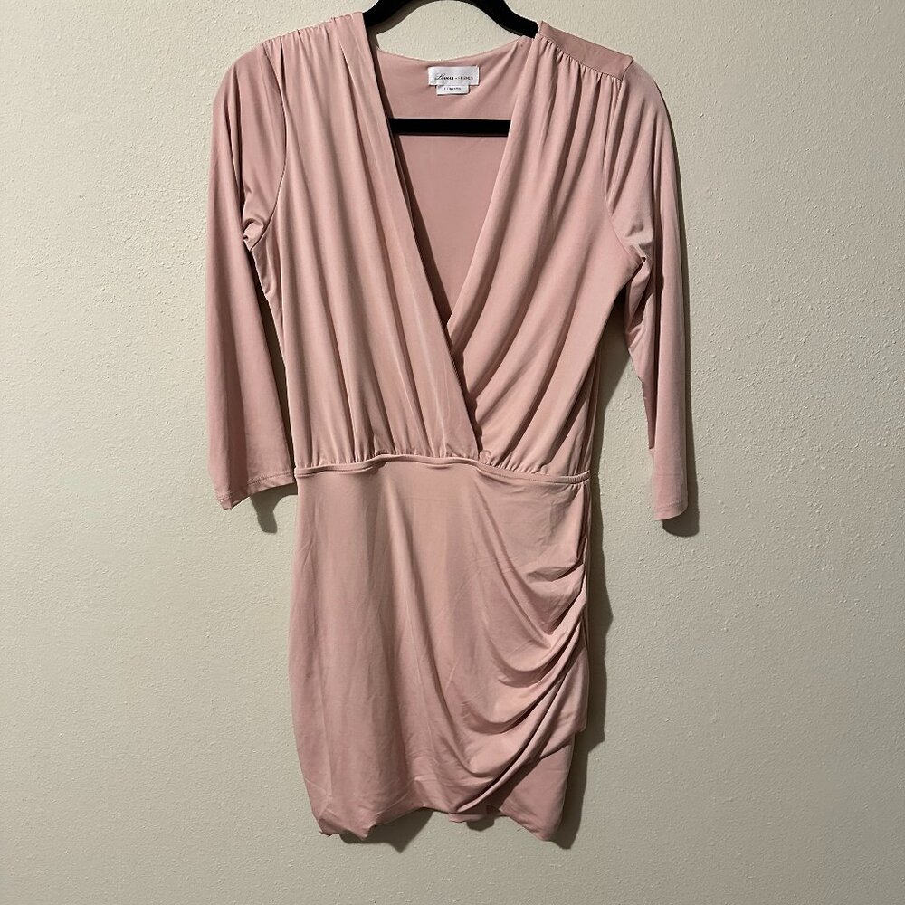 Lovers + Friends cinched waist  pale pink mini dress